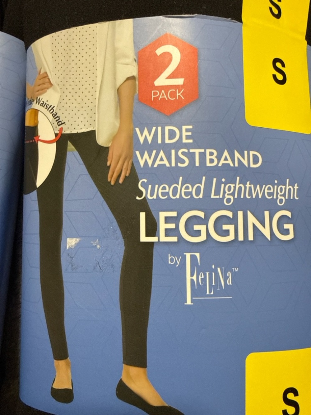 Felina Sueded Lightweight Leggings 2-Pack Black Small NEW Multi Qty